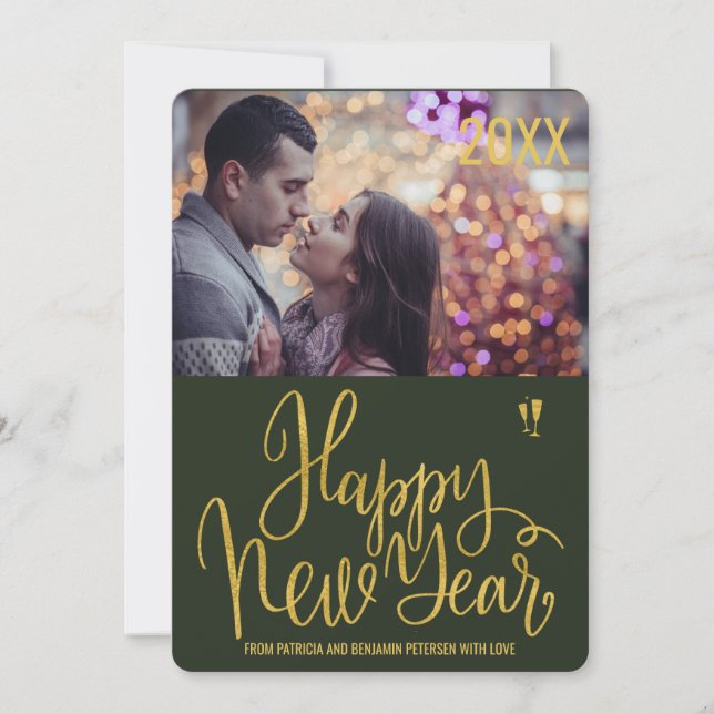 Happy New Year newly wed photo greeting Holiday Card (Front)