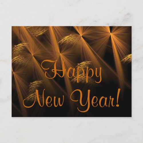 Happy New Year Night Reeds Abstract Fractal Holiday Postcard