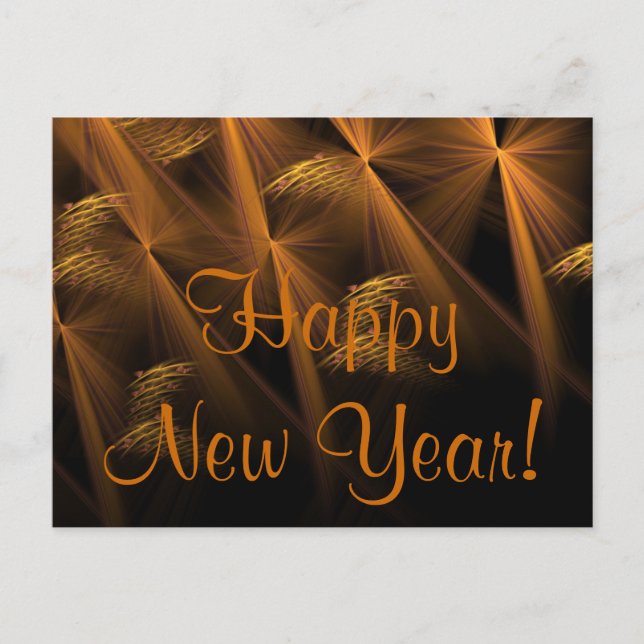 Happy New Year Night Reeds Abstract Fractal Holiday Postcard (Front)