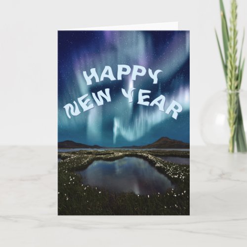 Happy New Year  Northern Lights Greeting Card