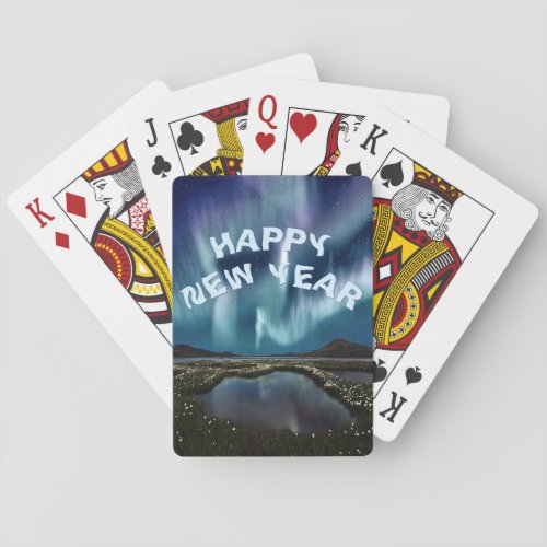 Happy New Year  Northern Lights Playing Cards