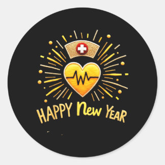 Happy New Year Nurse Classic Round Sticker
