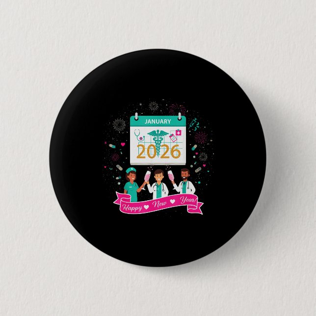 Happy New Year Nurse Shirt; Cute Medical Staff 202 Button (Front)
