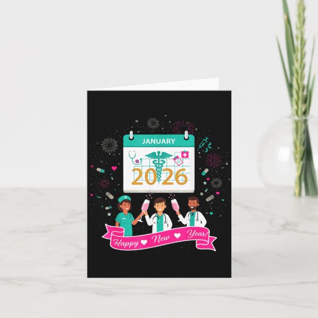 Happy New Year Nurse Shirt; Cute Medical Staff 202 Card (Front)