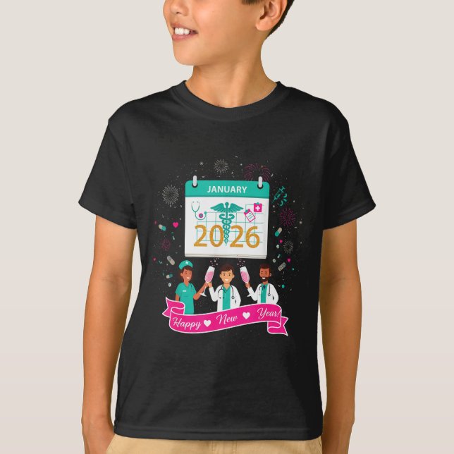 Happy New Year Nurse Shirt; Cute Medical Staff 202 T-Shirt (Front)