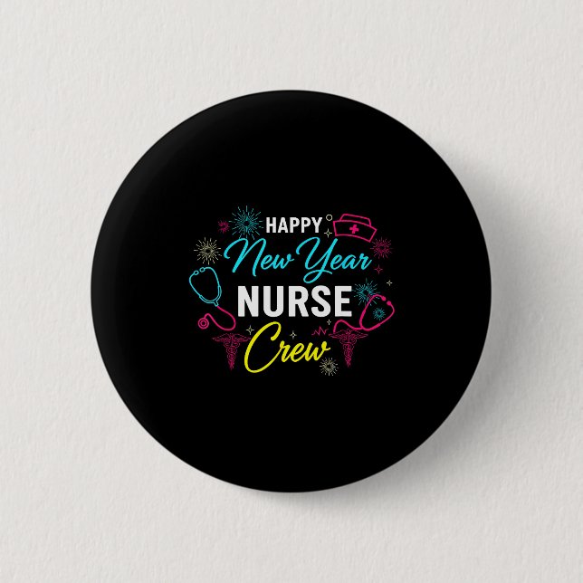 Happy New Year Nurse Shirt, Fireworks Stethoscope  Button (Front)