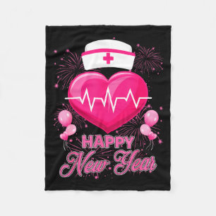 Happy New Year Nurses Heartbeat New Years Eve Part Fleece Blanket