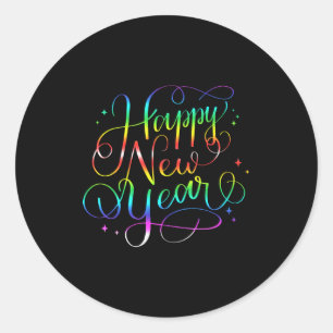 Happy New Year Nye Years Eve Family Party Countdow Classic Round Sticker
