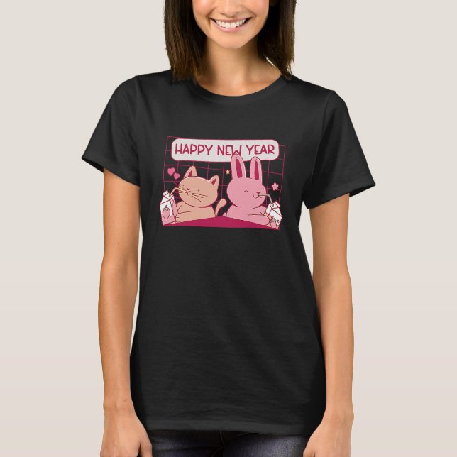 Happy New Year of the Rabbit&Cat Chinese Zodiac Ea T-Shirt (Front)