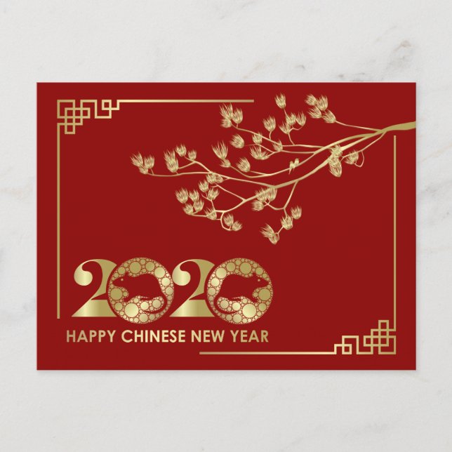 Happy New Year of The Rat - 2020 Holiday Postcard (Front)