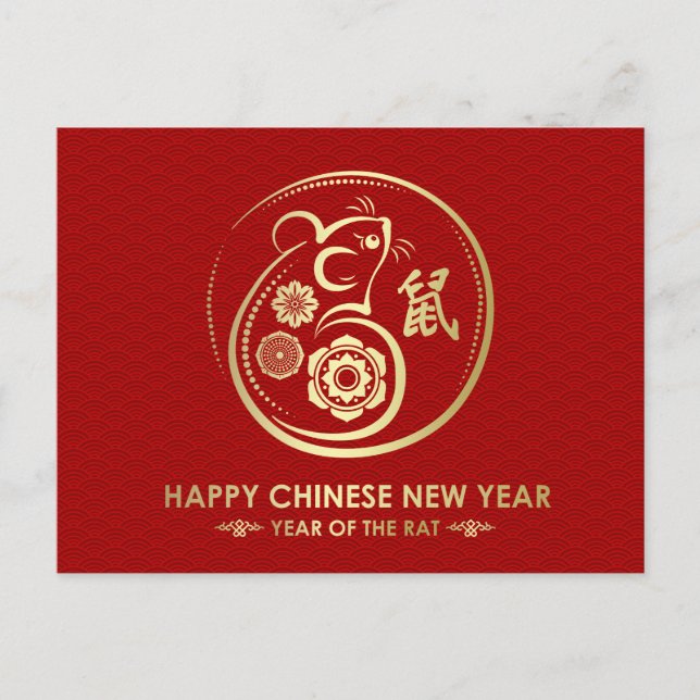 Happy New Year of The Rat - 2020 Holiday Postcard (Front)