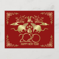 Happy New Year of The Rat - 2020 Holiday Postcard