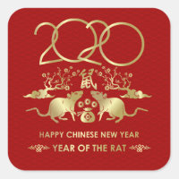 Happy New Year of The Rat - 2020 Square Sticker