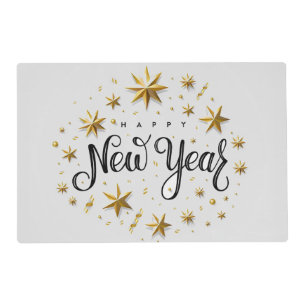 “Happy New Year/Off White” Holiday Placemat