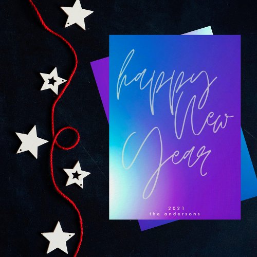 Happy New Year  Ombre Gradient  Colorful Horizon Holiday Card