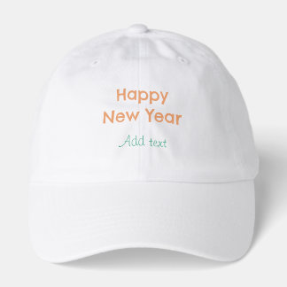 Happy new year orange green name date modern retro hat