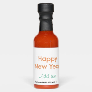 Happy new year orange green name date modern retro hot sauces