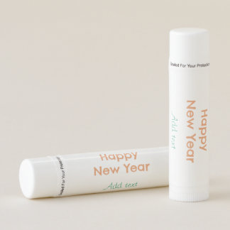 Happy new year orange green name date modern retro lip balm