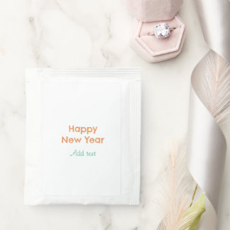 Happy new year orange green name date modern retro tea bag drink mix