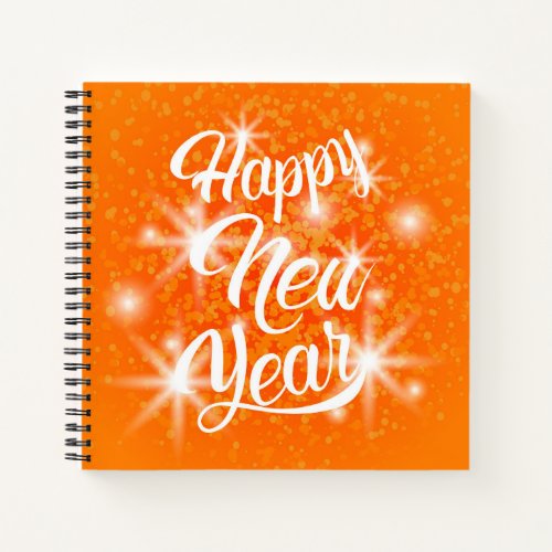 Happy New Year Orange Watercolor Splatter Notebook