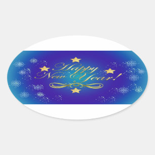 Happy New Year Oval Sticker