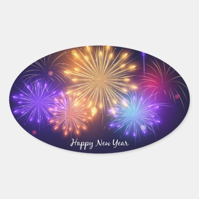 Happy New Year Oval Sticker (Front)