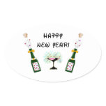 Happy New Year Oval Sticker