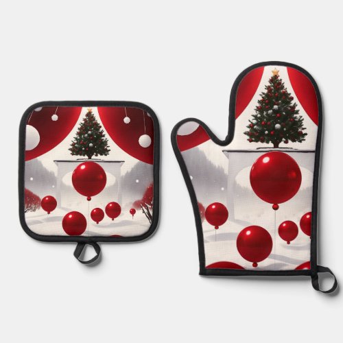 Happy New Year Oven Mitt  Pot Holder Set