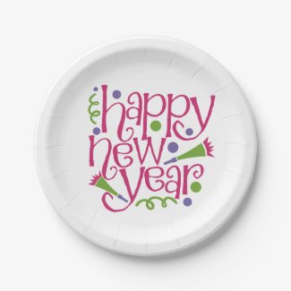 Happy New Year Paper Plate