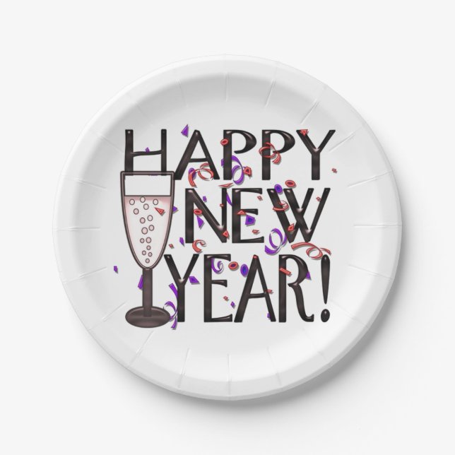 Happy New Year Paper Plates (Front)