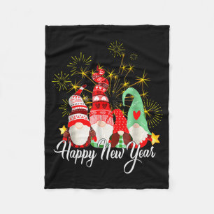 Happy New Year Party 2025 Gnomes Family Matching M Fleece Blanket