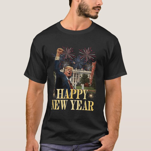 Happy New Year Party 2025 Trump 2024 Take America  T-Shirt (Front)