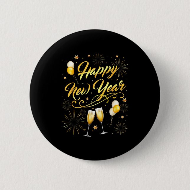 Happy New Year Party 2026 Ballon Family Matching  Button (Front)