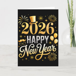 Happy New Year Party 2026 Ballon Family Matching C Card