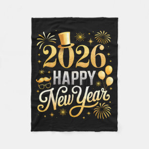 Happy New Year Party 2026 Ballon Family Matching C Fleece Blanket