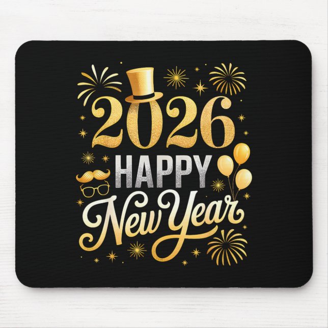 Happy New Year Party 2026 Ballon Family Matching C Mouse Pad (Front)