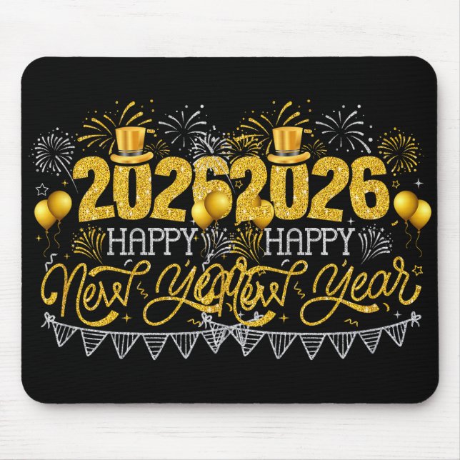 Happy New Year Party 2026 Ballon Family Matching F Mouse Pad (Front)