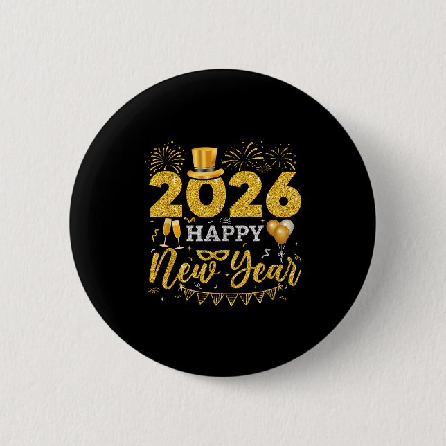 Happy New Year Party 2026 Ballon Family Matching M Button (Front)