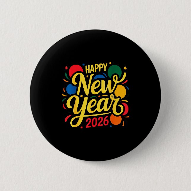 Happy New Year Party 2026 Ballon Family Matching M Button (Front)
