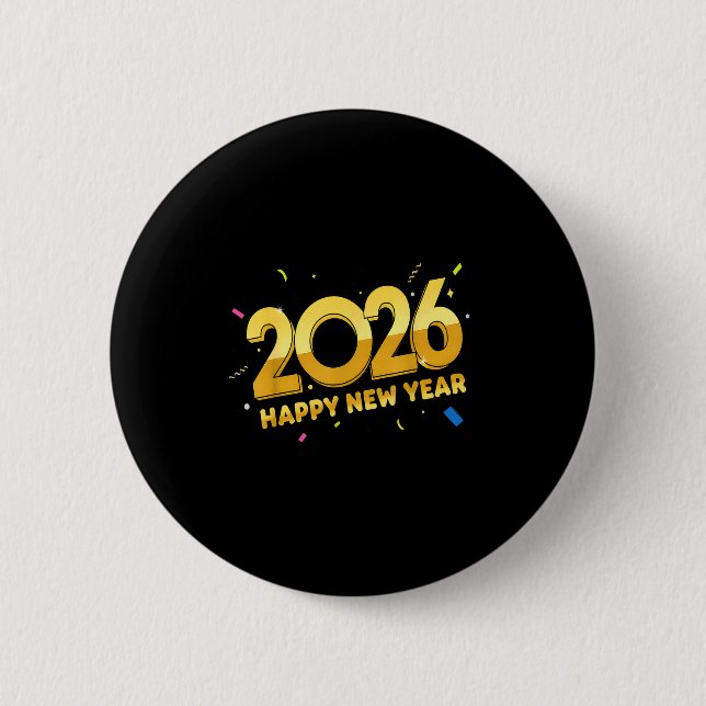 Happy New Year Party 2026 Ballon Family Matching M Button (Front)