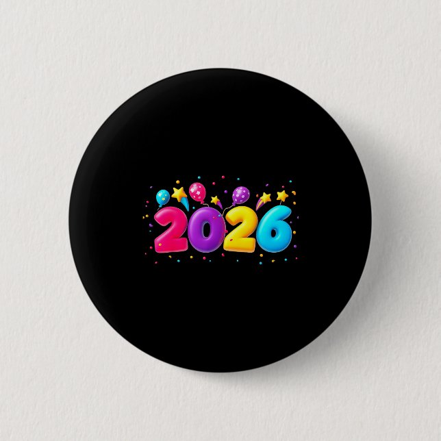 Happy New Year Party 2026 Ballon Family Matching M Button (Front)