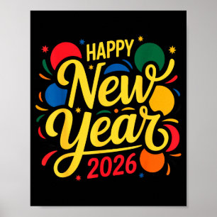 Happy New Year Party 2026 Ballon Family Matching M Poster