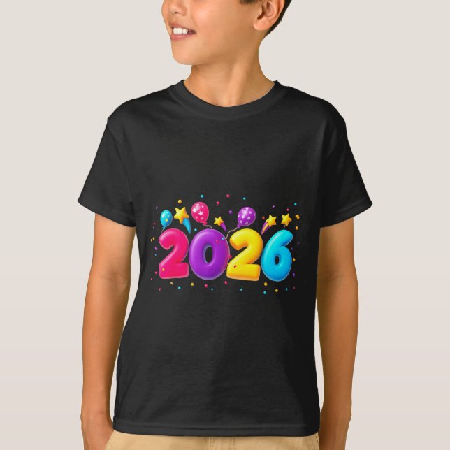 Happy New Year Party 2026 Ballon Family Matching M T-Shirt (Front)