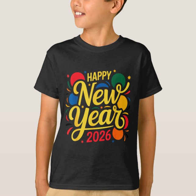 Happy New Year Party 2026 Ballon Family Matching M T-Shirt (Front)