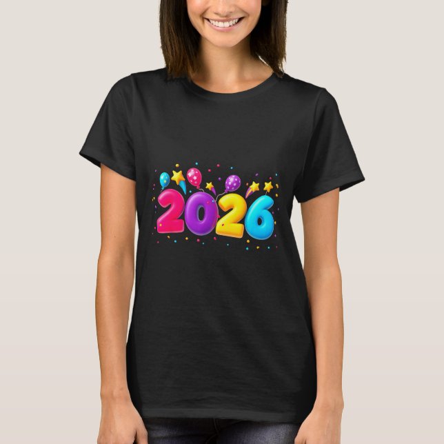Happy New Year Party 2026 Ballon Family Matching M T-Shirt (Front)