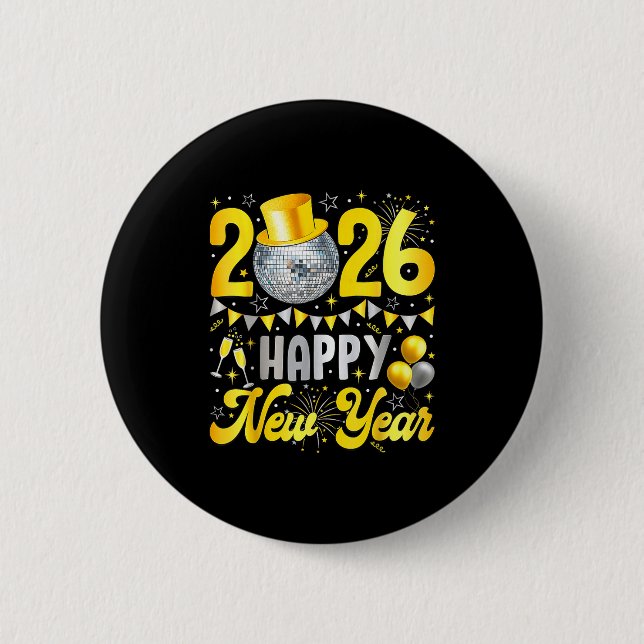Happy New Year Party 2026 Balloon Family Matching  Button (Front)