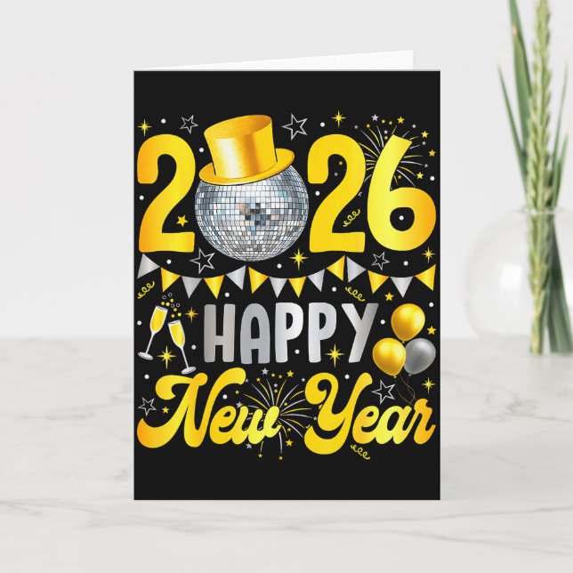Happy New Year Party 2026 Balloon Family Matching  Card (Front)
