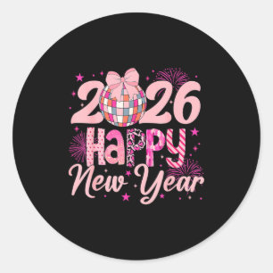 Happy New Year Party 2026 Disco Ball Family Matchi Classic Round Sticker