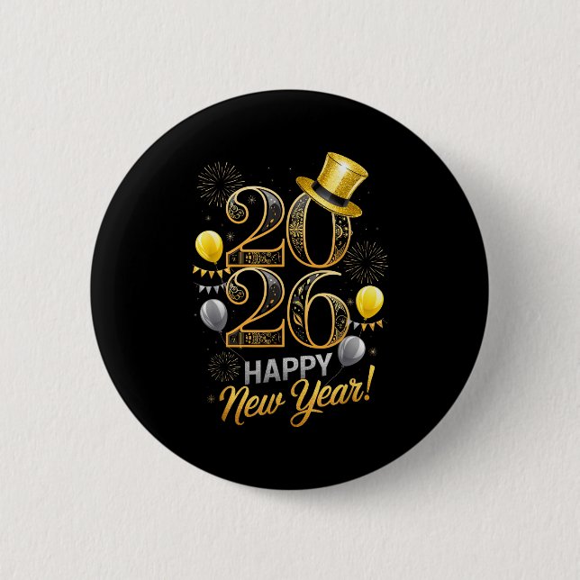 Happy New Year Party 2026 Family Matching Balloon  Button (Front)