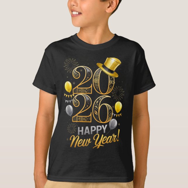 Happy New Year Party 2026 Family Matching Balloon  T-Shirt (Front)